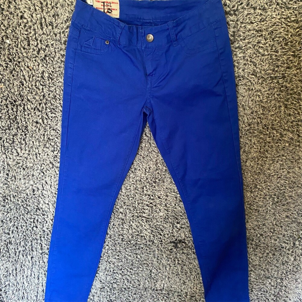 1st Kiss Jeans Womens Size 0 Royal Blue Skinny Slim Stretch Denim